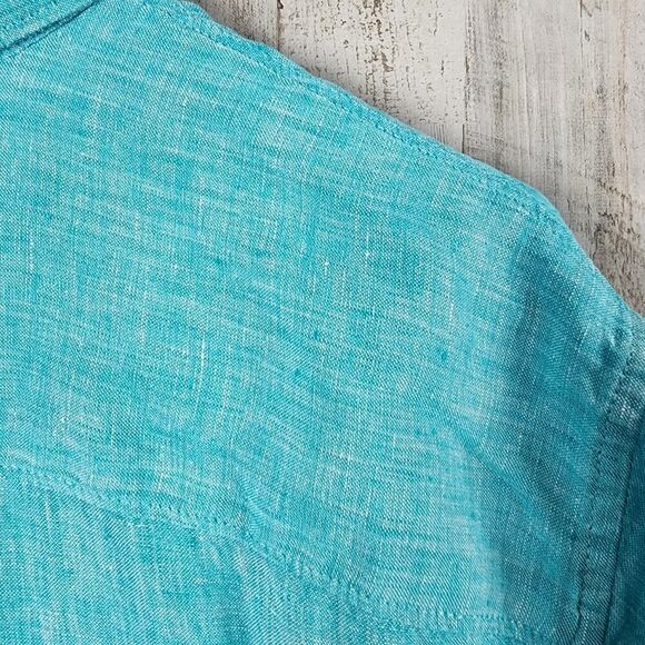 Lands' End Button Down Casual Shirt Teal Size Medium - Picture 10 of 10